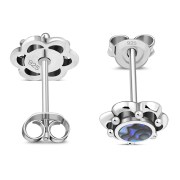 Large Abalone Shell Flower Stud Silver Earrings, e334